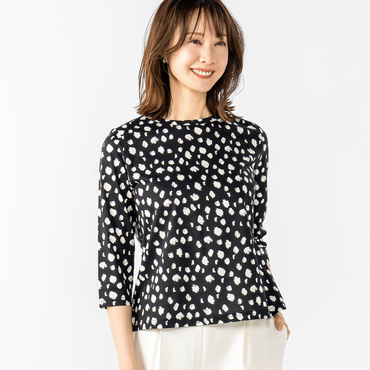 Ciel Lavie 綿100%シルケット加工Aラインプルオーバー シエルラヴィ