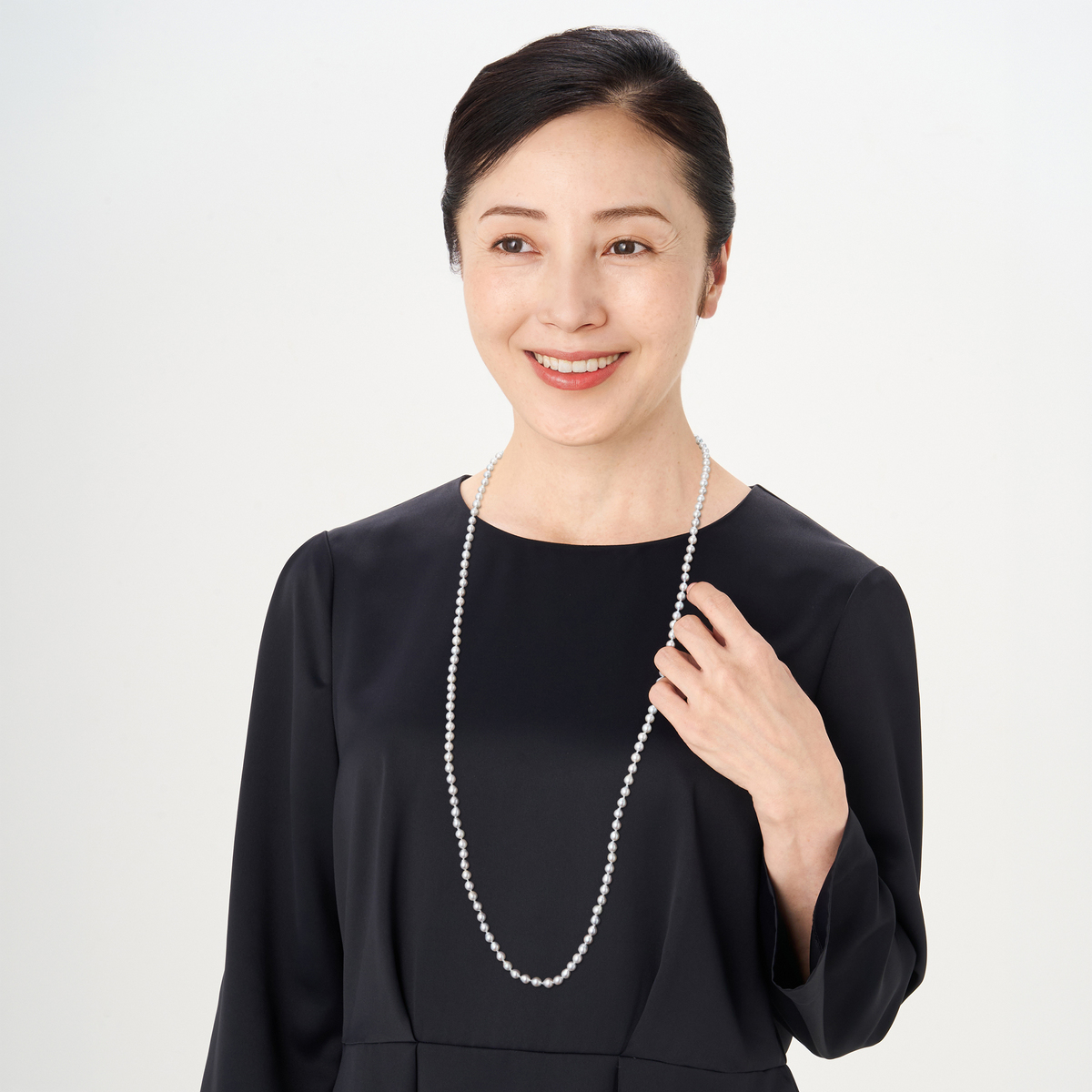 シルバー ナチュラルカラーアコヤ真珠 ロングネックレス - QVC.jp