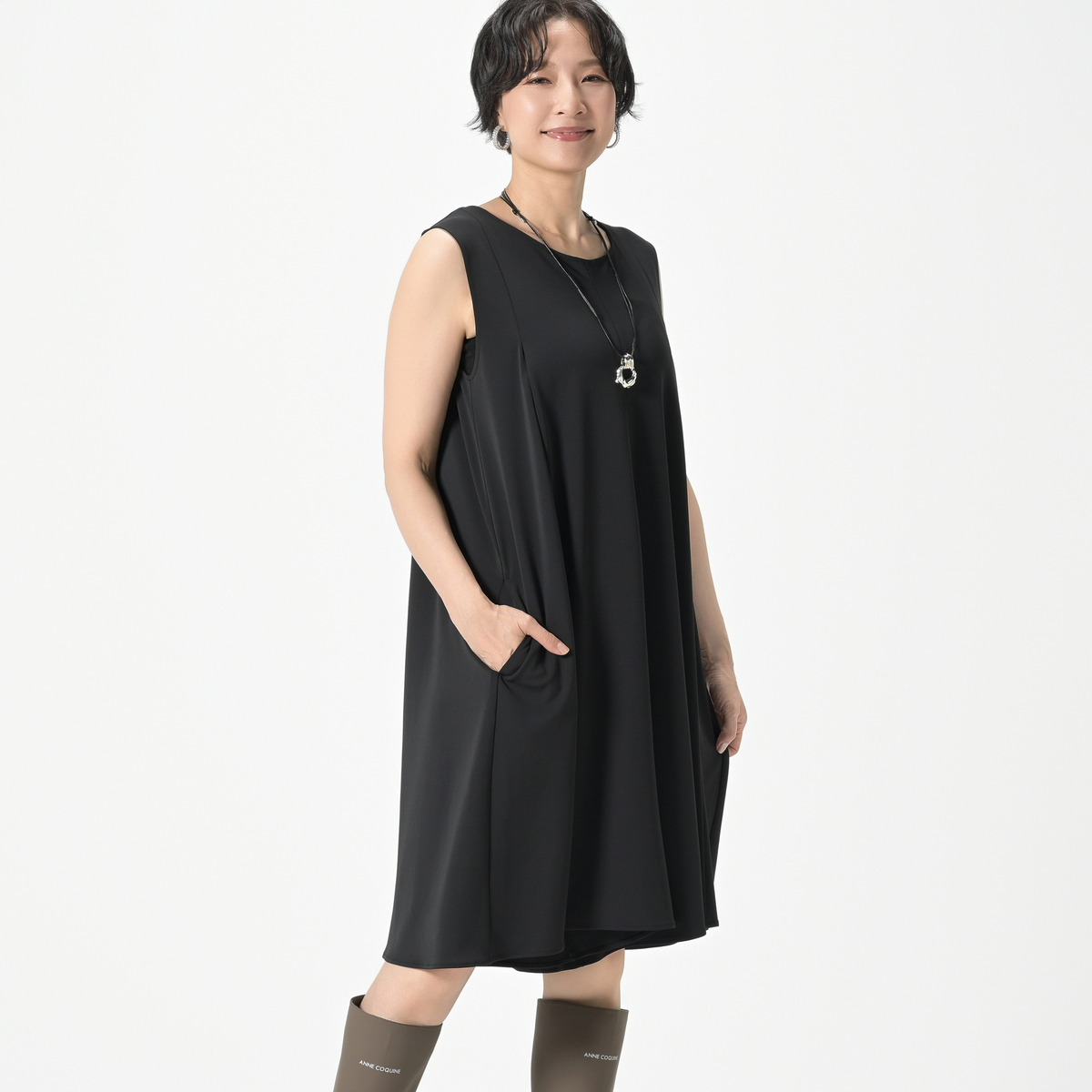 ANNE COQUINE 強撚スムースジャージーオールインワン アンコキーヌ
