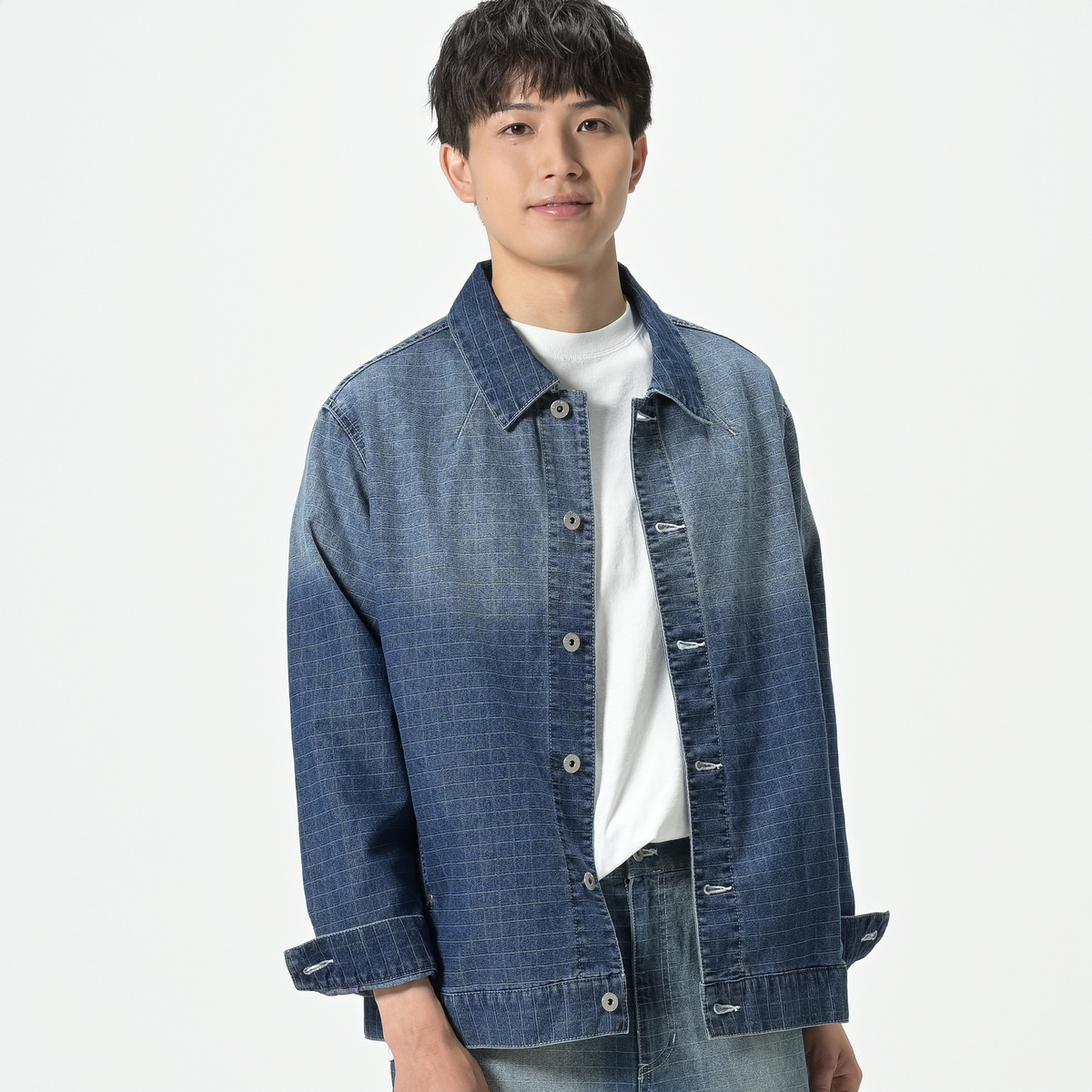 PERSONSBOY 格子柄グラデーションデニムジャケット パーソンズボーイ