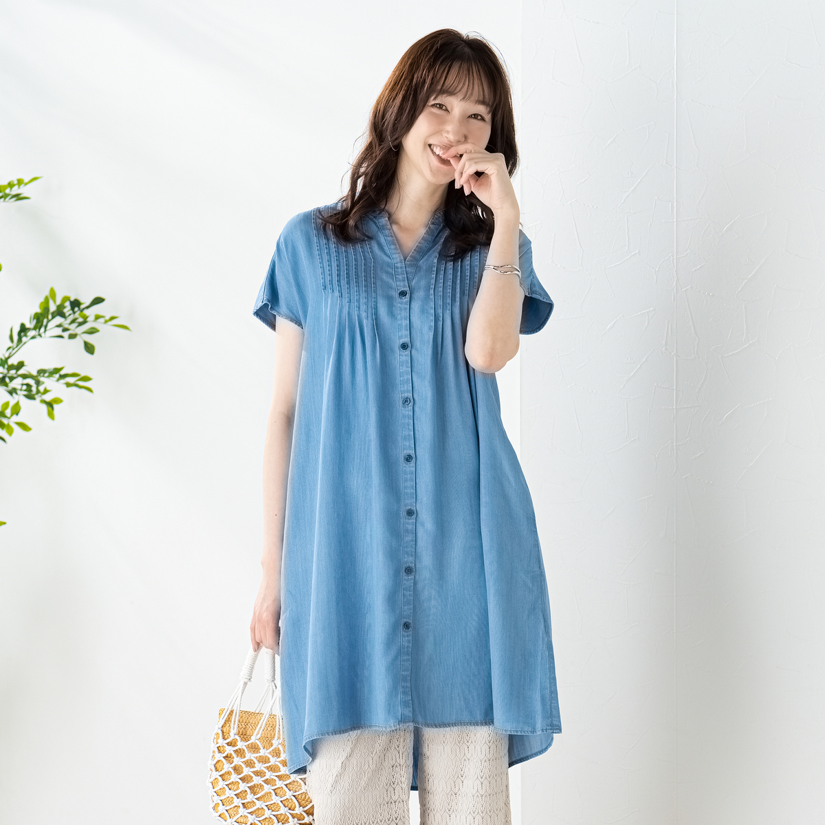 Coeur sucre 涼やかピンタックチュニックワンピース クールシュクレ