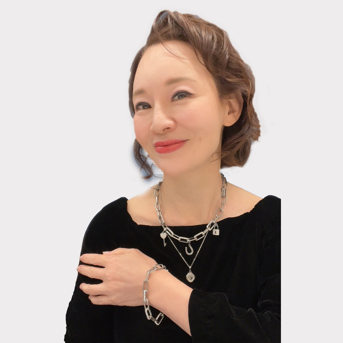JN クリスタルガラス ステンレス スタイリッシュライン ネックレス