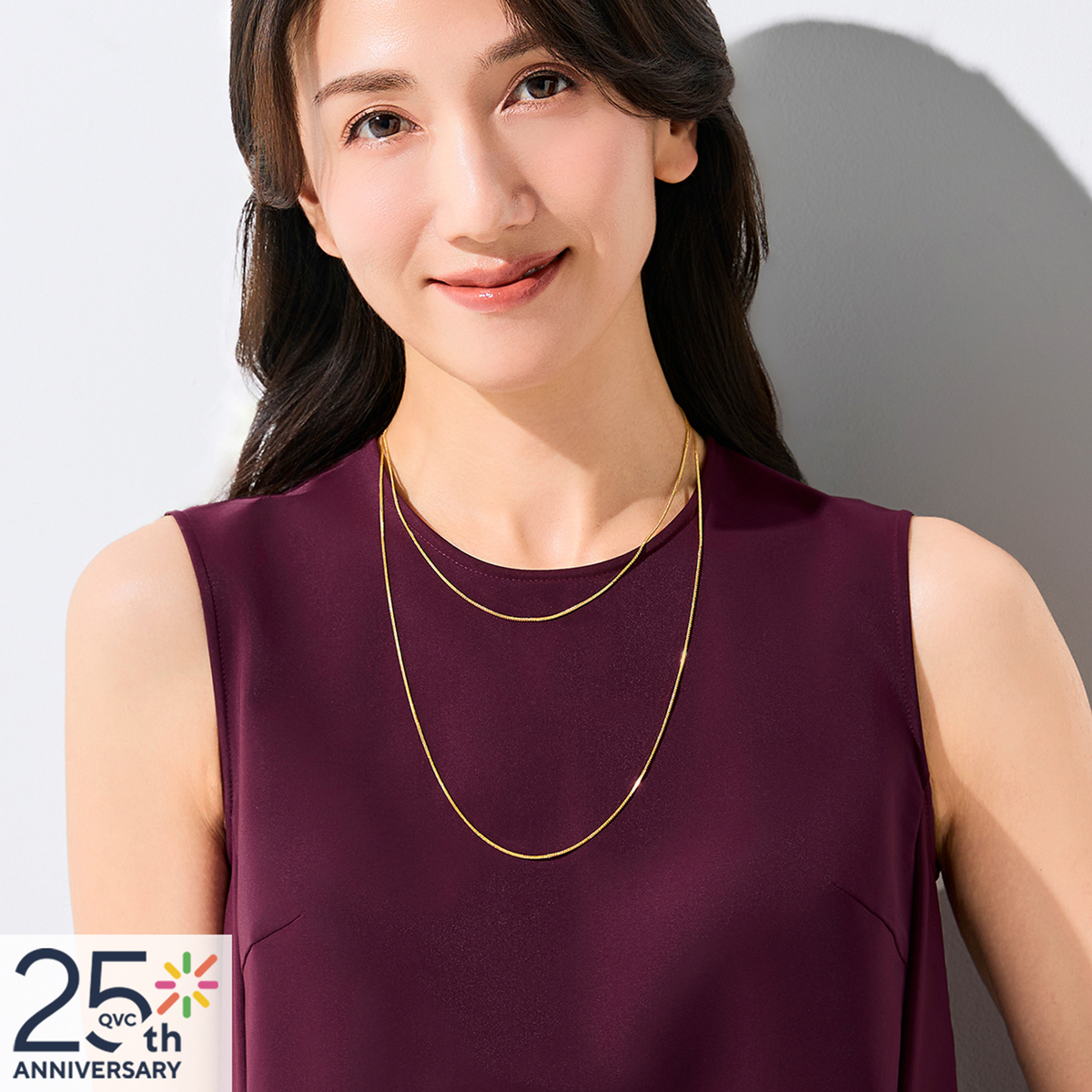 QVCジャパン 純金シャイニーカットスピガチェーンネックレススライドアジャスター付