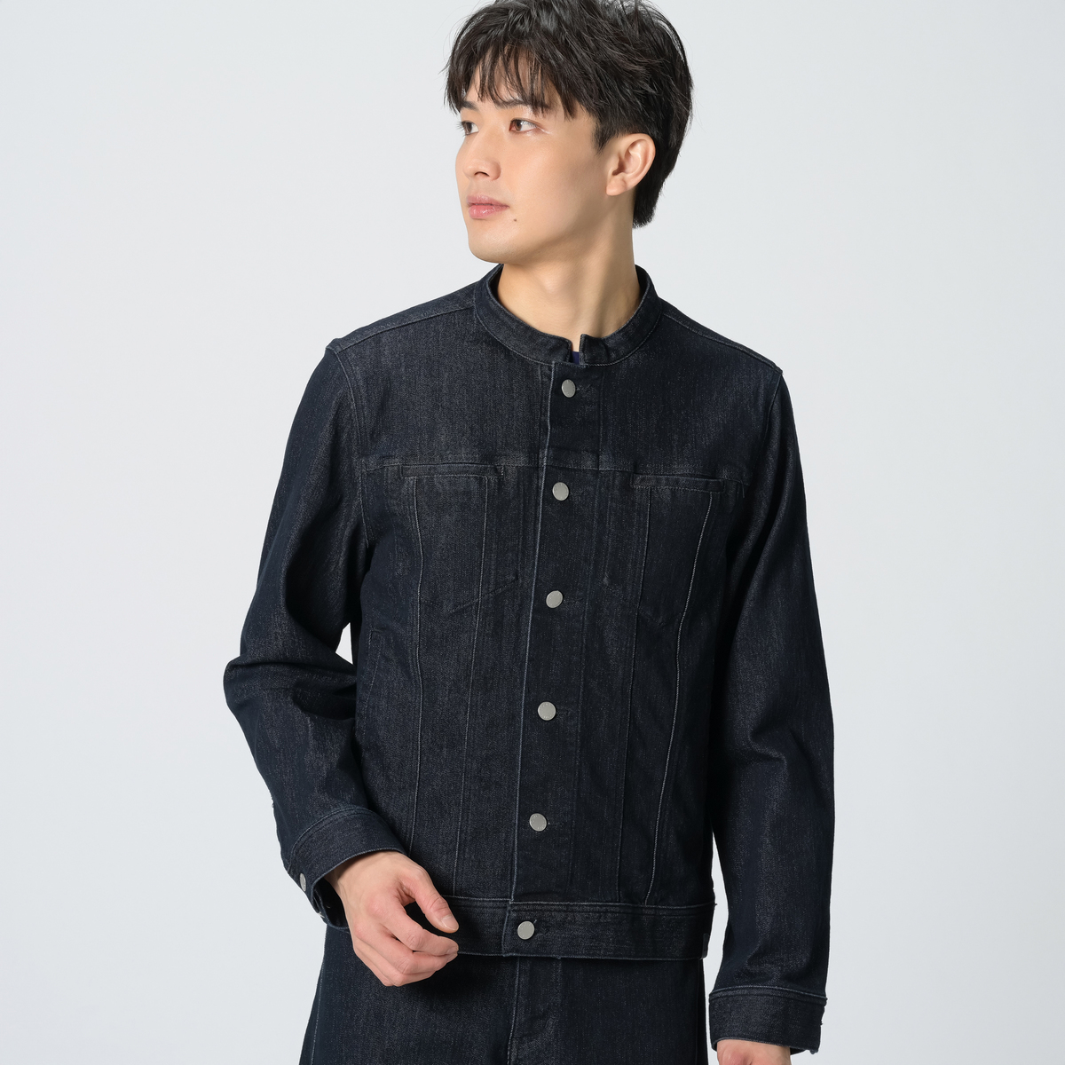 Lucca バンドカラーストレッチデニムジャケット ルッカウォモアラ 