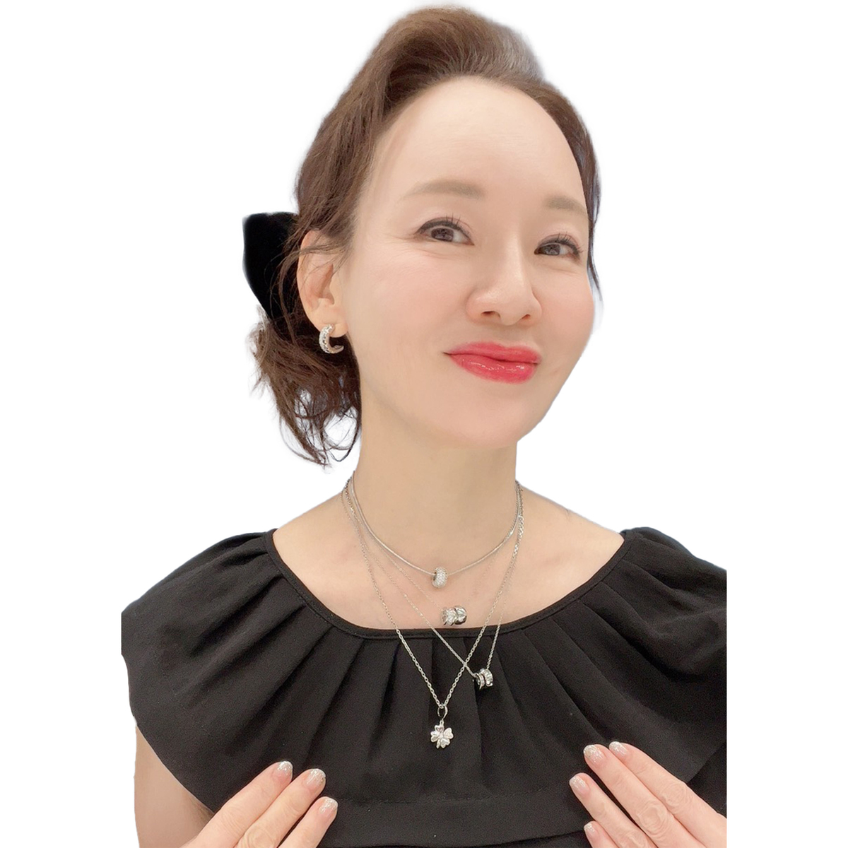ネックレス７点＆イヤリング4点 JN CZ ミニョンチャーム ネックレス&イヤリング/ピアスセット