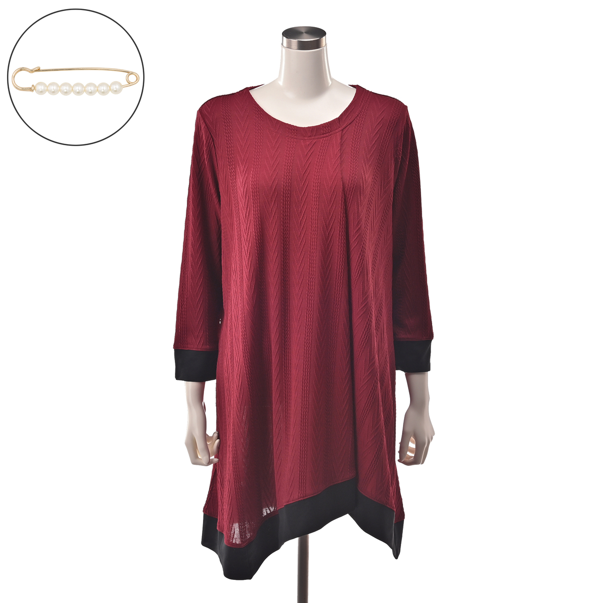 Makana na Kathy ブローチピン付きアシメチュニック マカナナキャシー