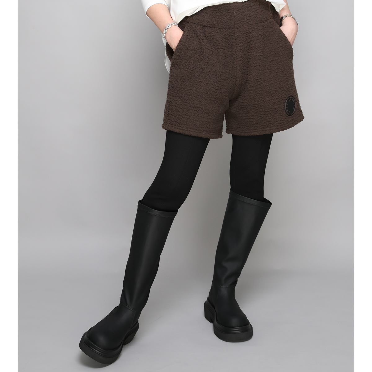ANNE COQUINE 両面編みボアショートパンツ アンコキーヌ（AnneCoquine