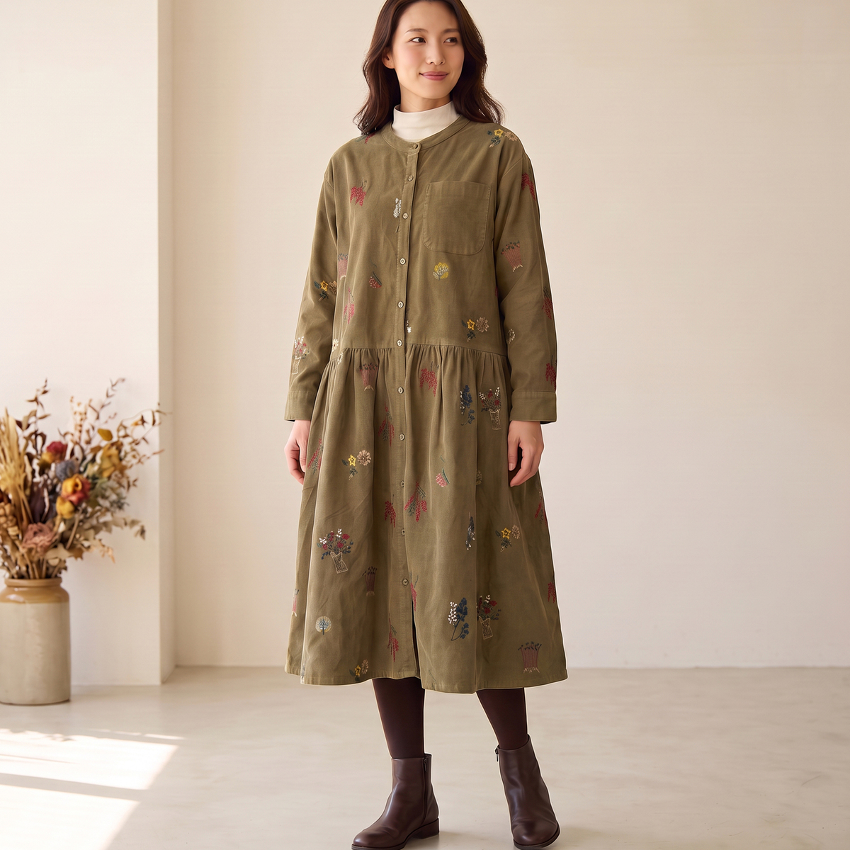 myM 花刺繍コーデュロイワンピースジャケット マイエム（myM） - QVC.jp