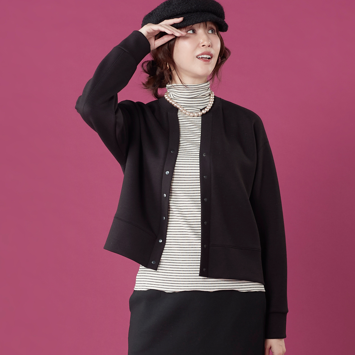 UNFILO BEAUTY FORM JERSEY キーネックカーディガン アンフィーロ 