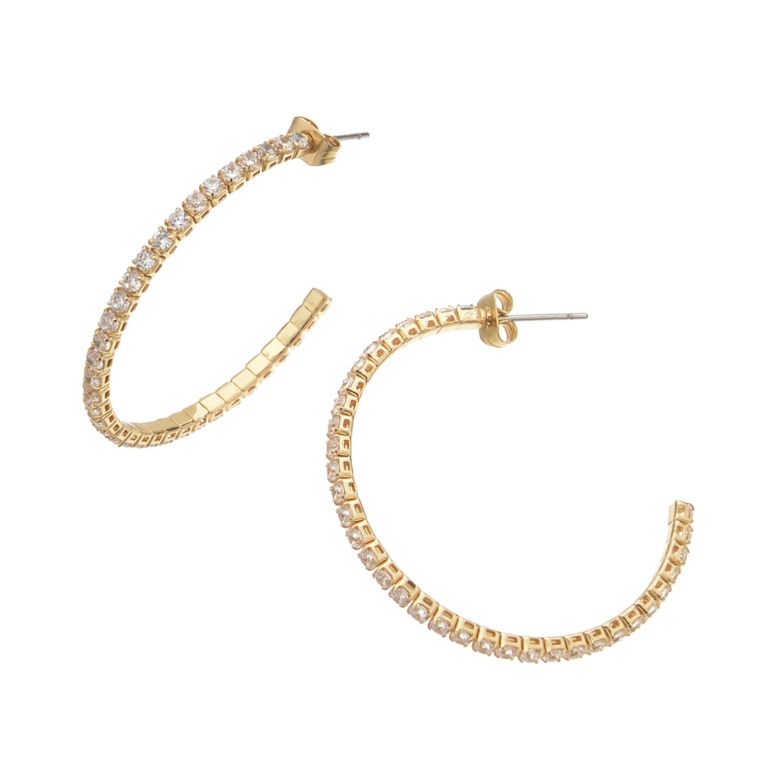 キュービックジルコニア シンプル フープピアス [イザベル]