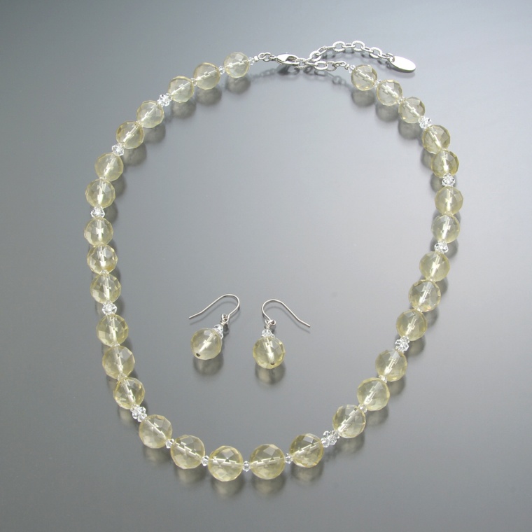 レモンクォーツ ネックレス&イヤリング/ピアスセット [マレーネ]