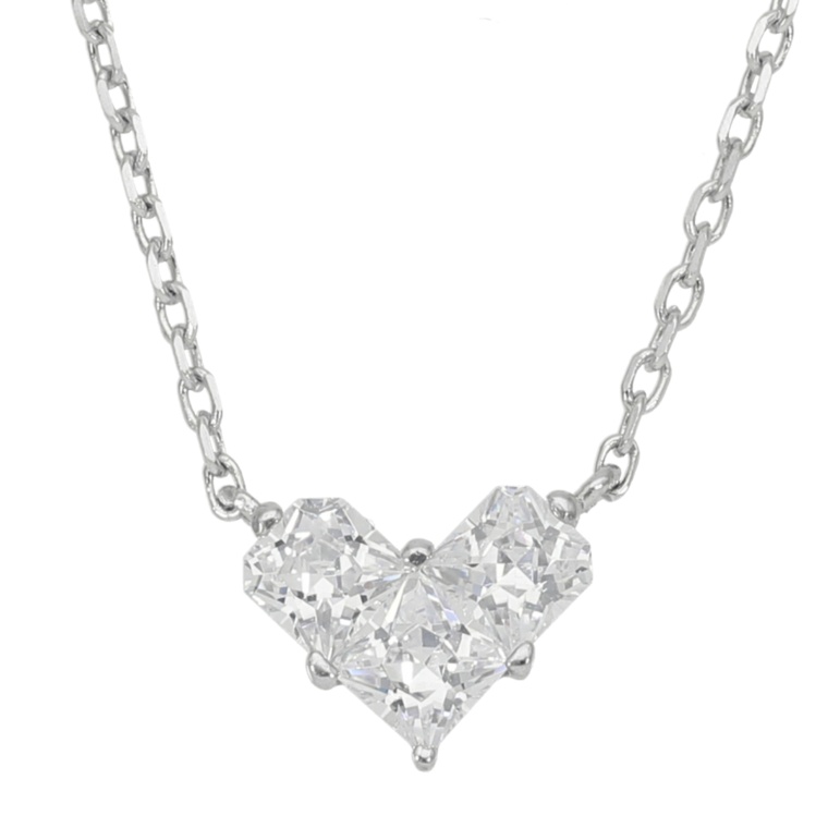 DIAMONIQUE SS 大人のプチハートネックレス 計0.42ct