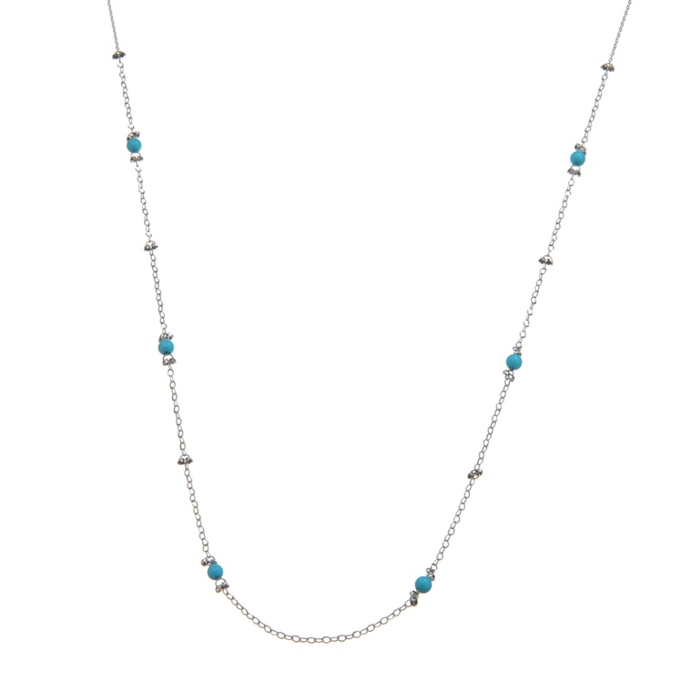 純PT スリーピングビューティートルコ石 ステーションネックレス