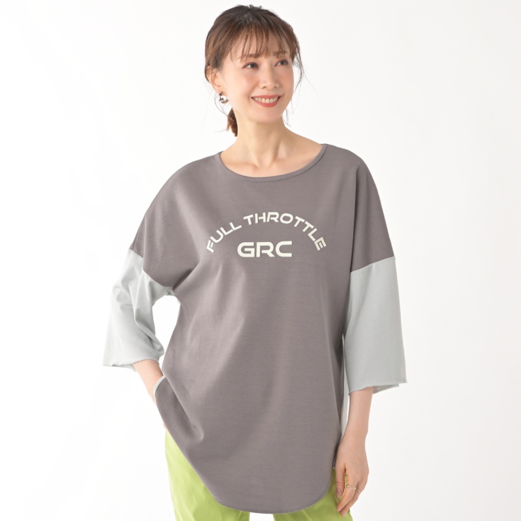 Give Re-Collection バイカラー異素材使いTシャツ