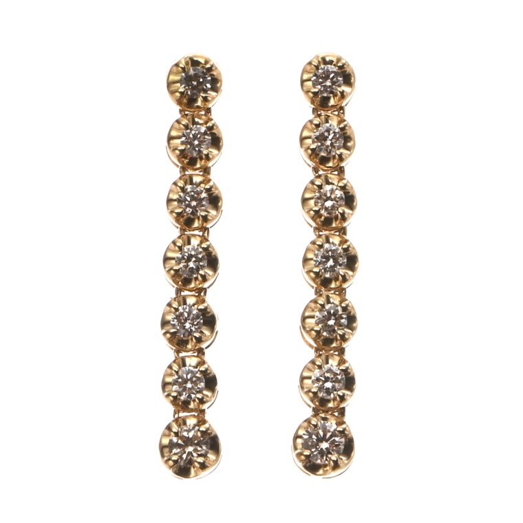 18K ダイヤモンド Iラインイヤリング ピアス 計0.22ctUP