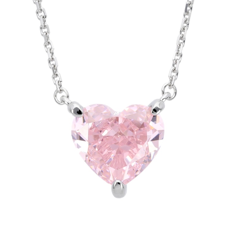 DIAMONIQUE シルバー925 ピンクカラーハートネックレス3.0ct