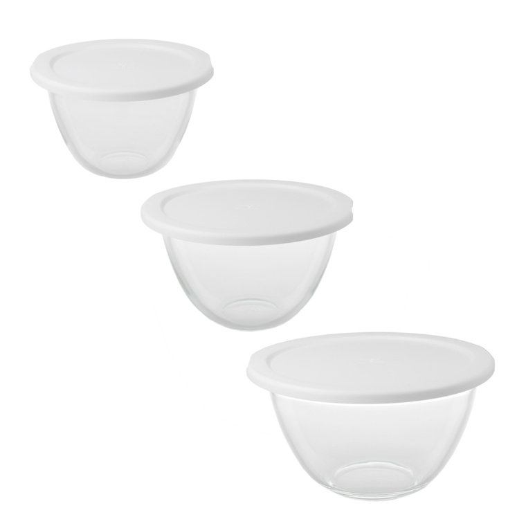 ハリオレンジフタ付き耐熱ガラス製ボウル 3個セット