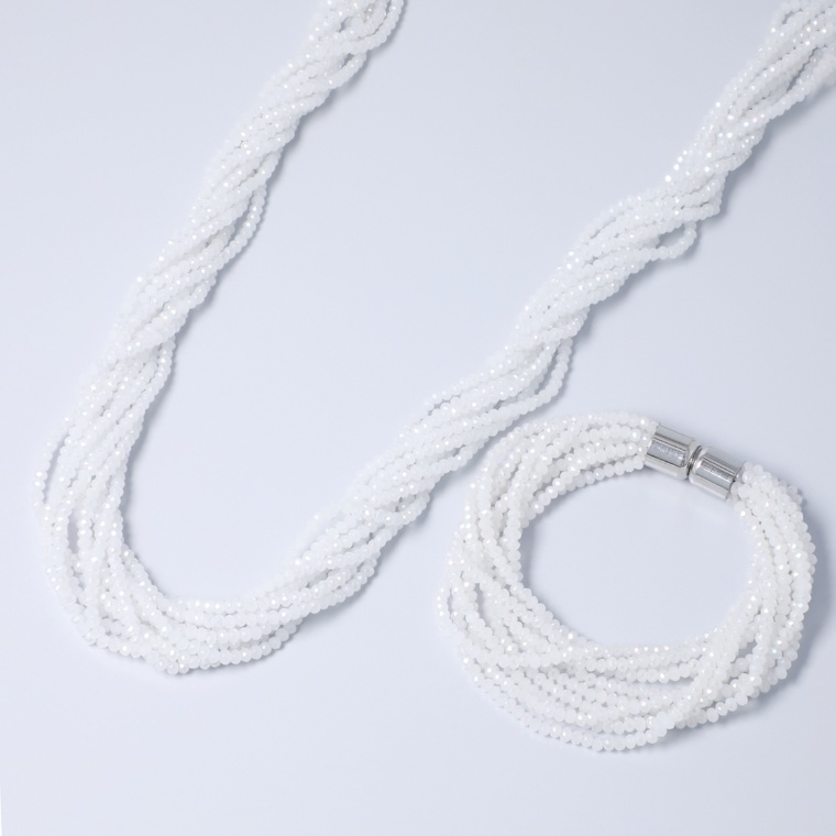 ホワイトカラー ボリューム ネックレス&ブレスレット [フィフィ]