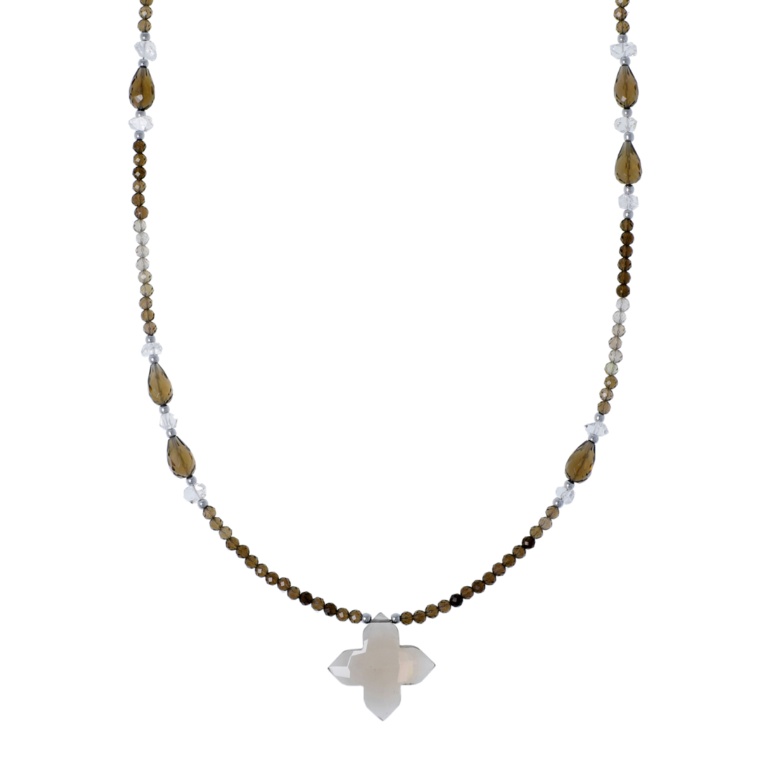 越田雅哉 スモーキクォーツ デザインロングネックレス