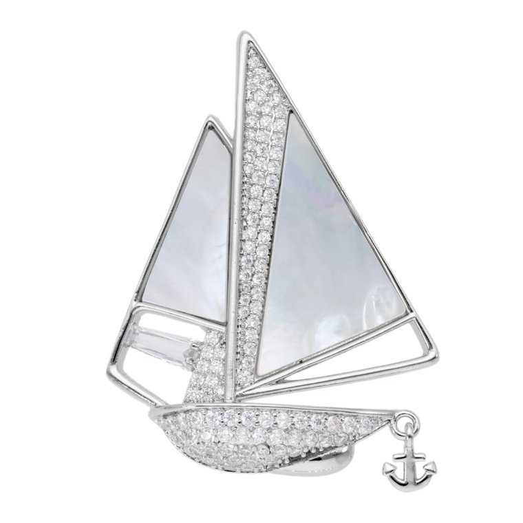 JinkaNezu セーリングヨット シェル マグネットブローチ