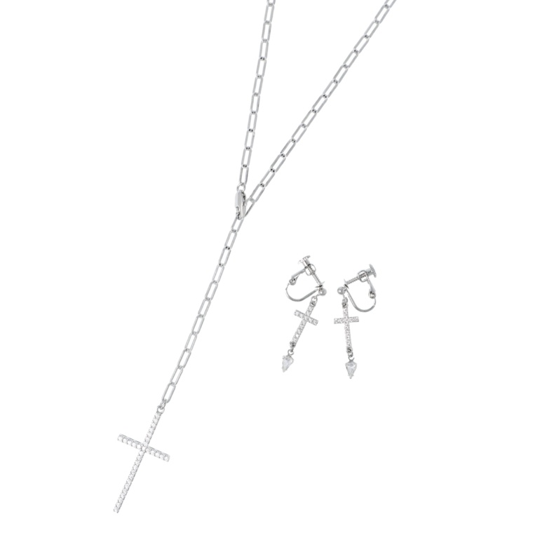 Tar Tar クロスポイント ネックレス&イヤリング/ピアス[ユーリー]