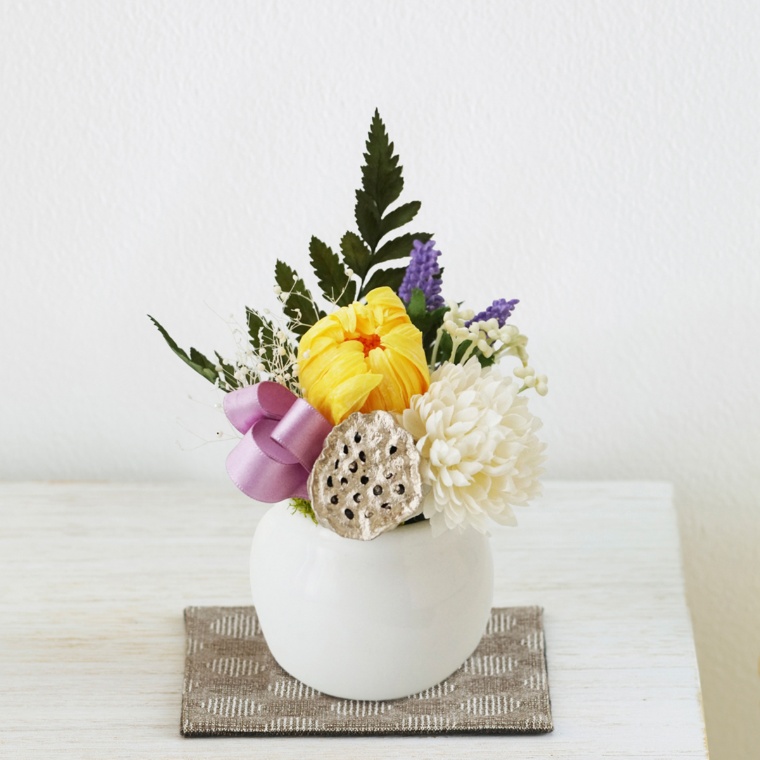 プリザーブドミニ仏花 つぼみ 黄