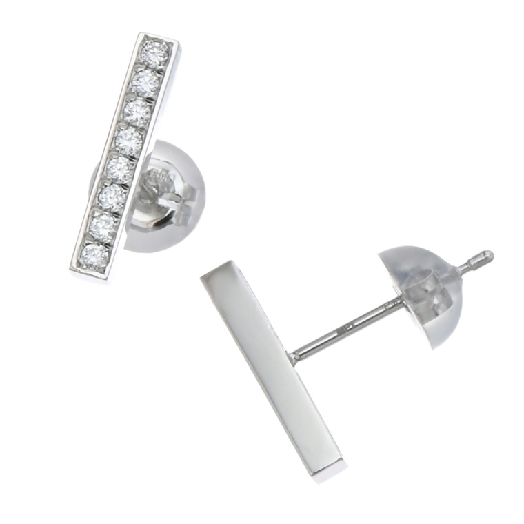 純プラチナ/PT900 ダイヤモンドバーライン イヤリング/ピアス