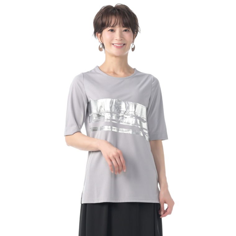 BOUTIQUE JUNKO アートワーク箔プリントプルオーバー