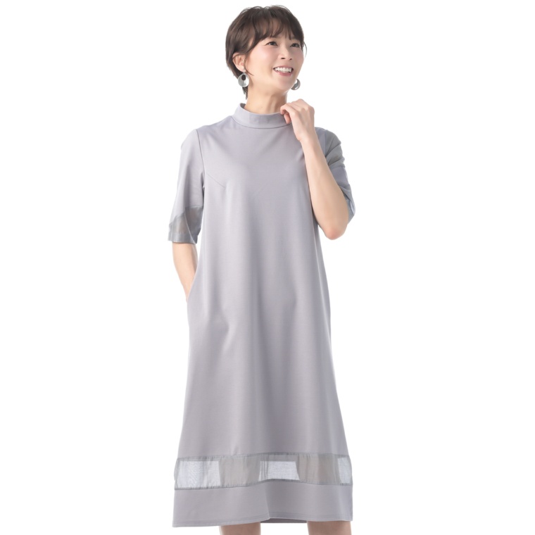 BOUTIQUE JUNKO シアー切替デザインワンピース