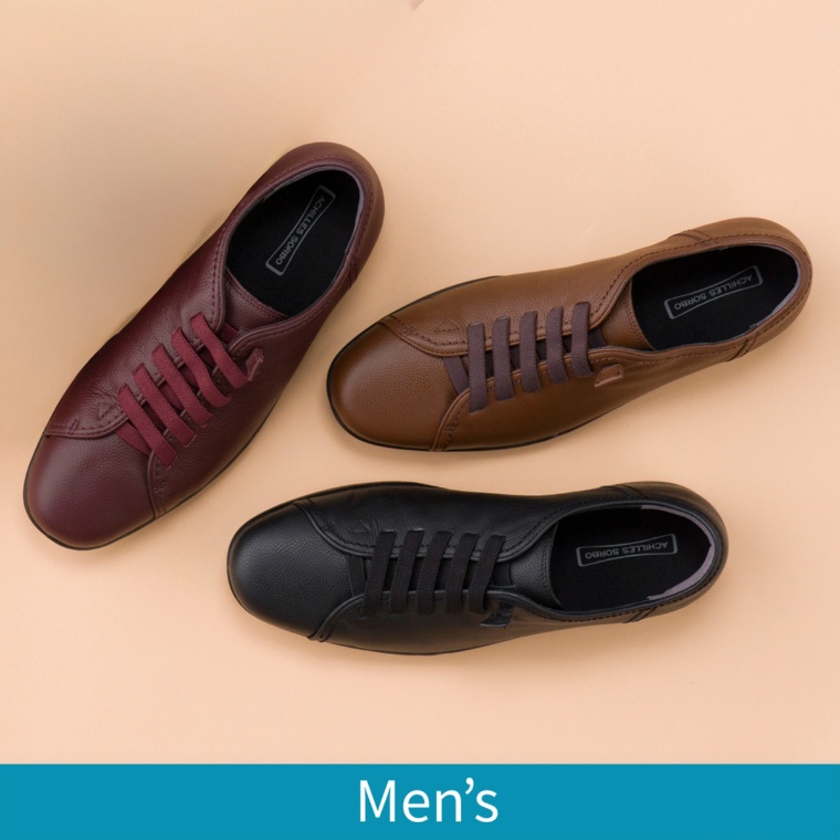 アキレス・ソルボ 3E 牛革ゴム紐スリッポン メンズシューズ