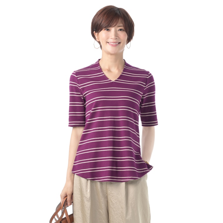 Isaac Mizrahi Live Vネックボーダープルオーバー