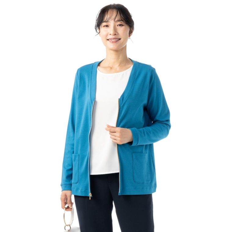 Isaac Mizrahi Live シルキーコットンジップカーディガン