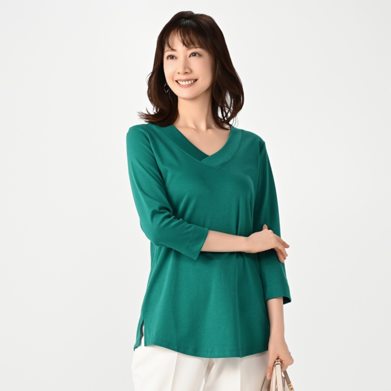 Isaac Mizrahi Live シルキーコットンVネックプルオーバー