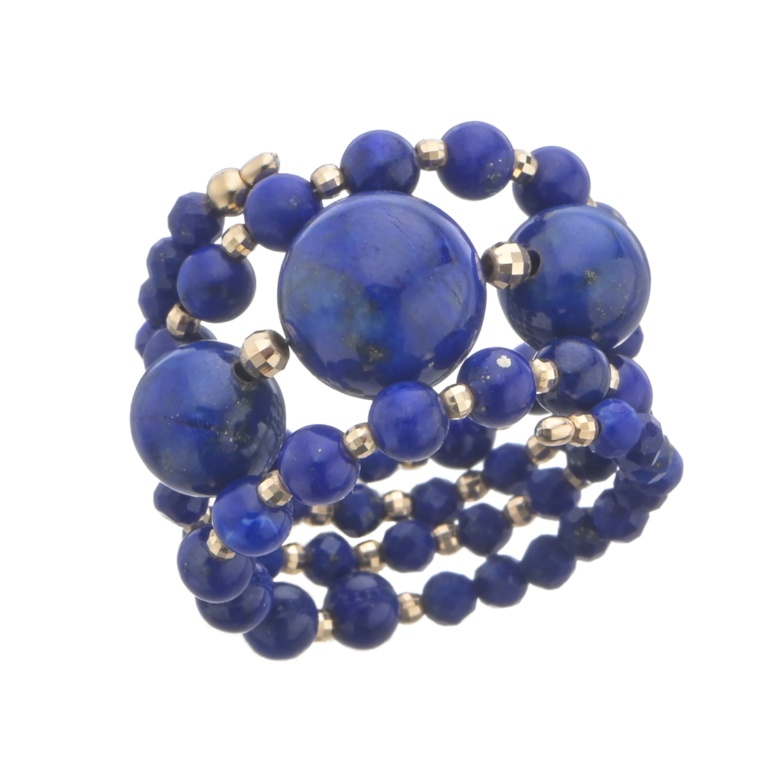 18KYG ラピスラズリ フレキシブル3連リング ジュエルバール（Jewel BAR 