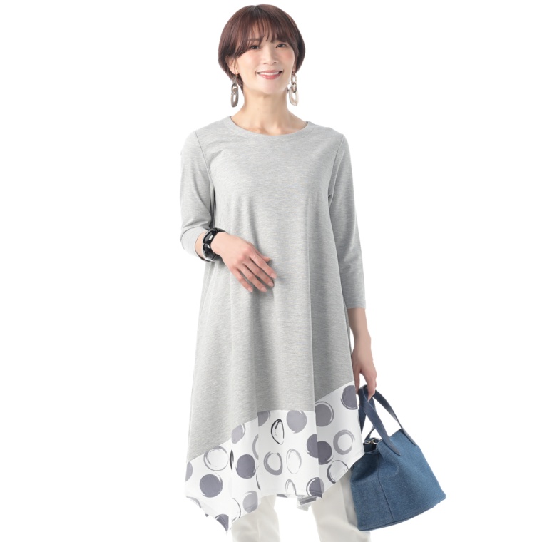 day to day サークルプリントのチュニックワンピース