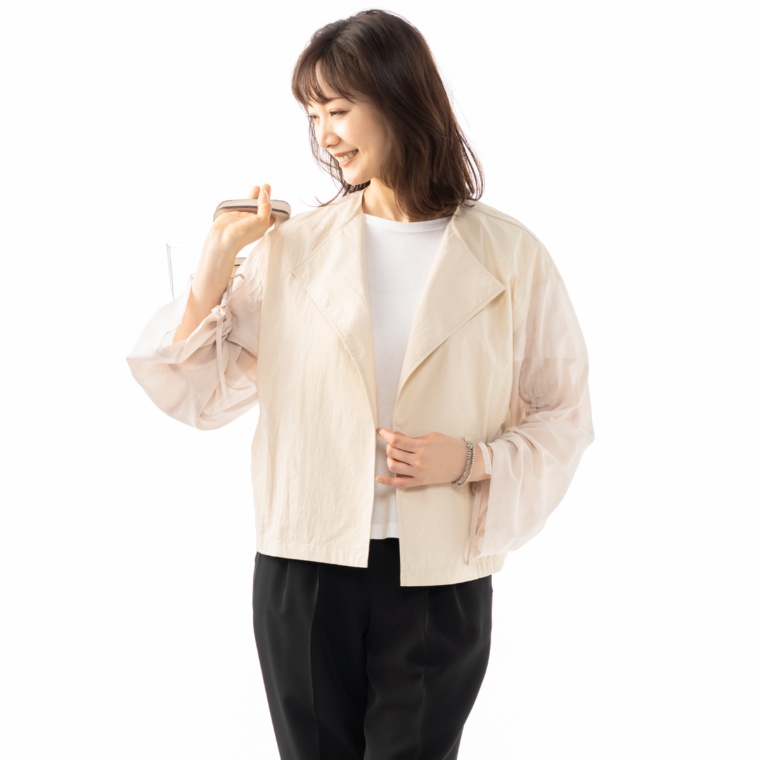 day to day ドロストスリーブノーカラージャケット