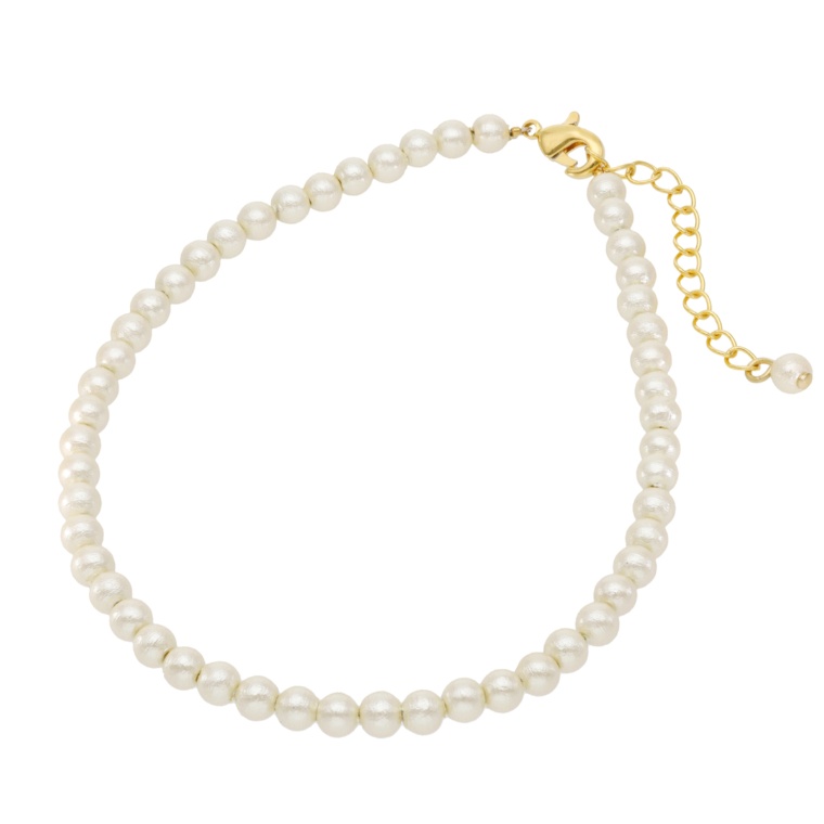 Anne Coquine オフホワイトコットンパール アンクレット