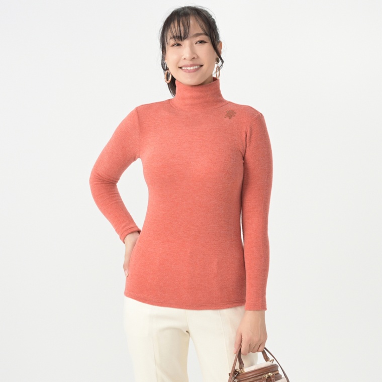 Stylemaker フラワーブーケモチーフ起毛暖かハイネックインナー