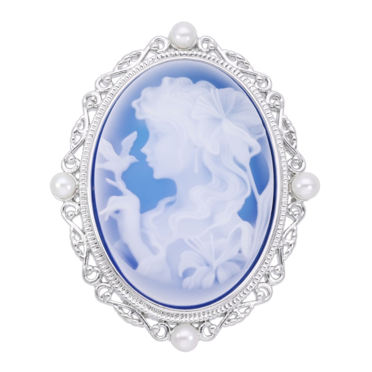 淡水ベビーパール カメオデザイン ブローチ[ベネチア]