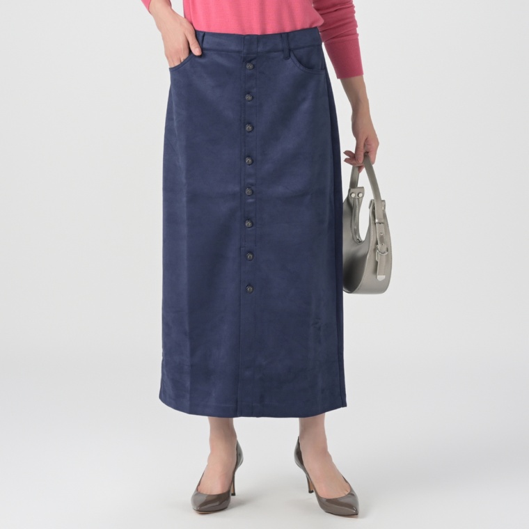 Isaac Mizrahi Liveフェイクスウェードフロントボタンスカート