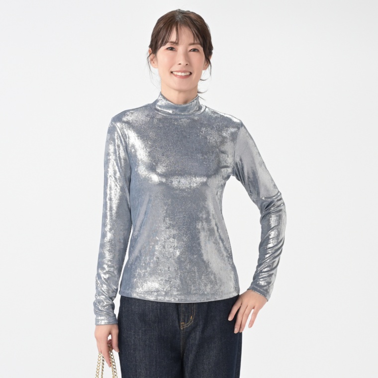 Parker&Rowe メタリックカラーハイネックプルオーバー