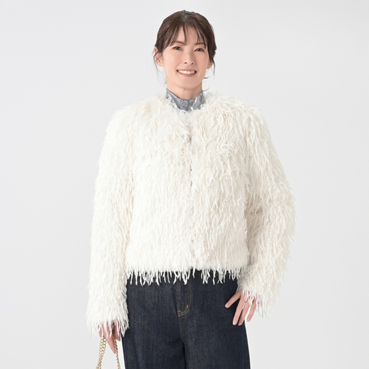 Parker&Rowe クロップド丈フェイクファージャケット