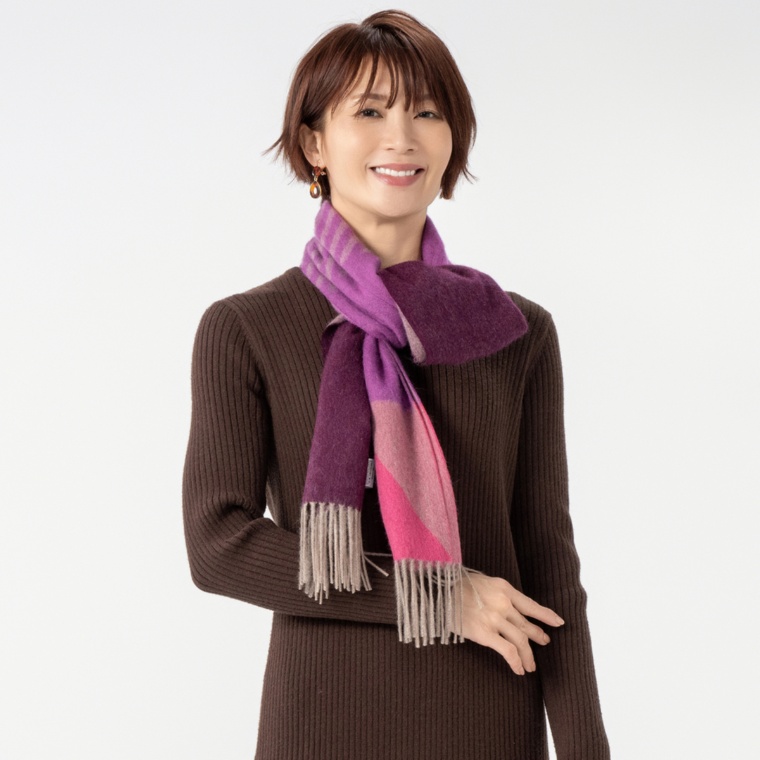 IMC 洗えるカシミヤ100% ジャカード リバーシブル マフラー