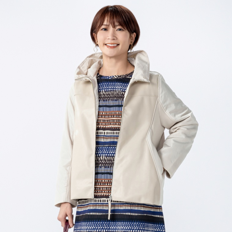 リアール 異素材Mixフェイクレザーブルゾン