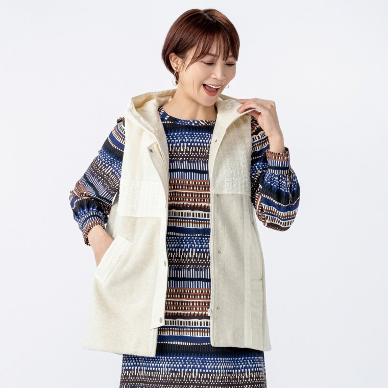 リアール 異素材ツィードMixジレ