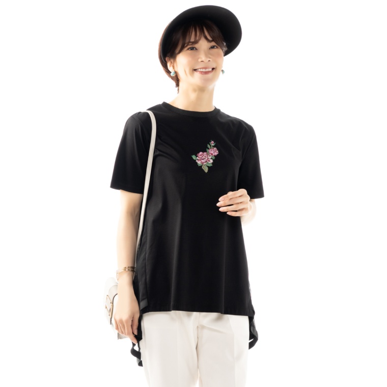 レイクアルスター ローズクロスステッチ刺繍チュールTシャツ