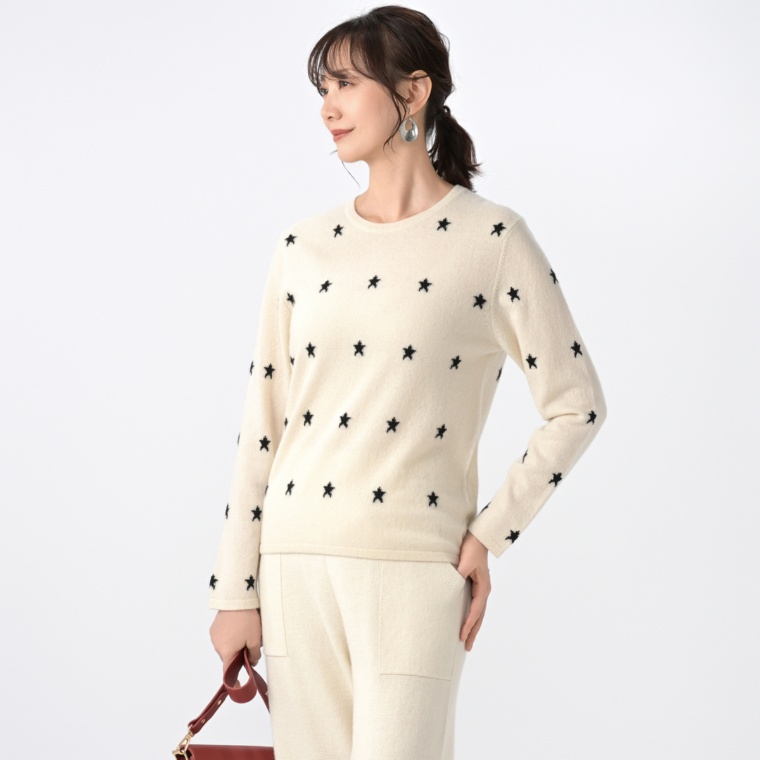 CASHYAGE カシミヤ100%星柄ニット