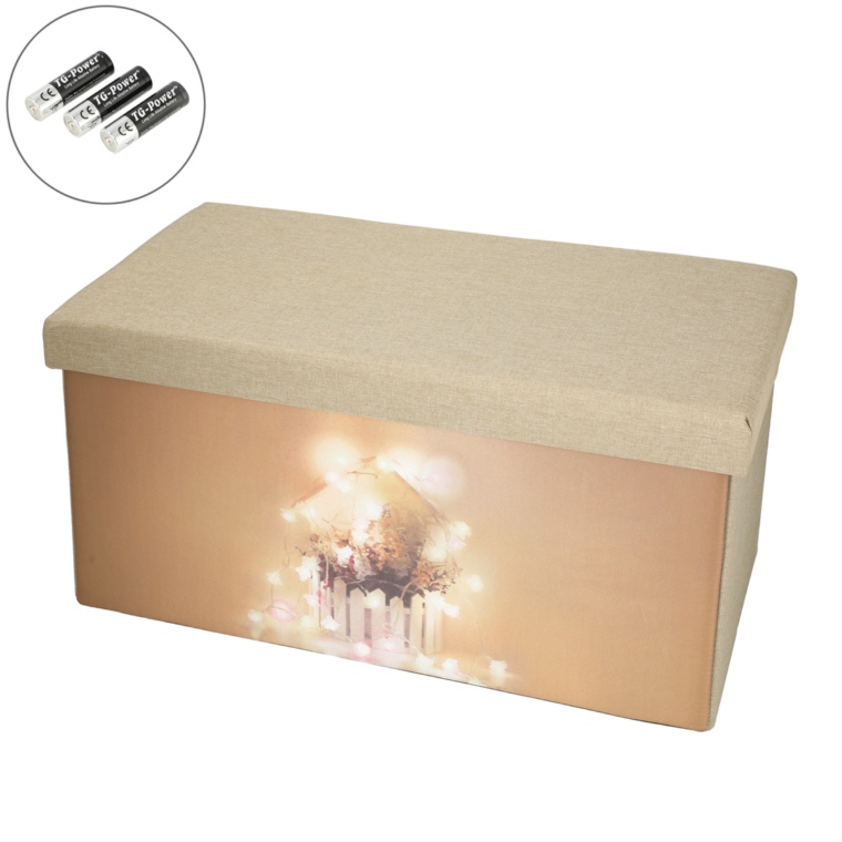 折り畳める 収納スツール 長方形 LEDライト付