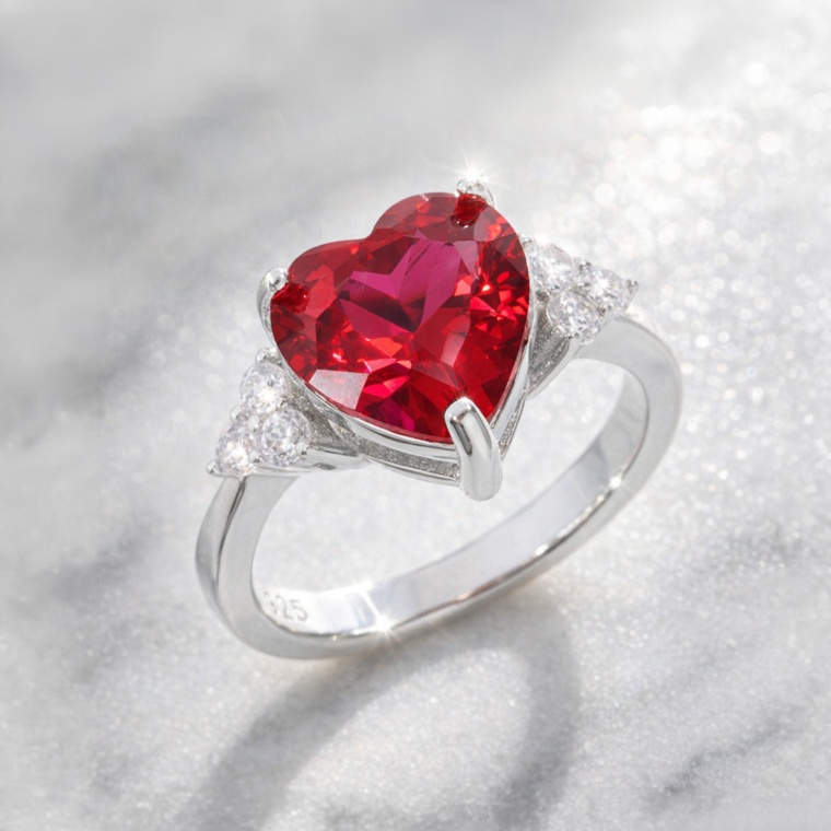 SS シンセティックルビー&CZ リング 4.0ct[エメリー]