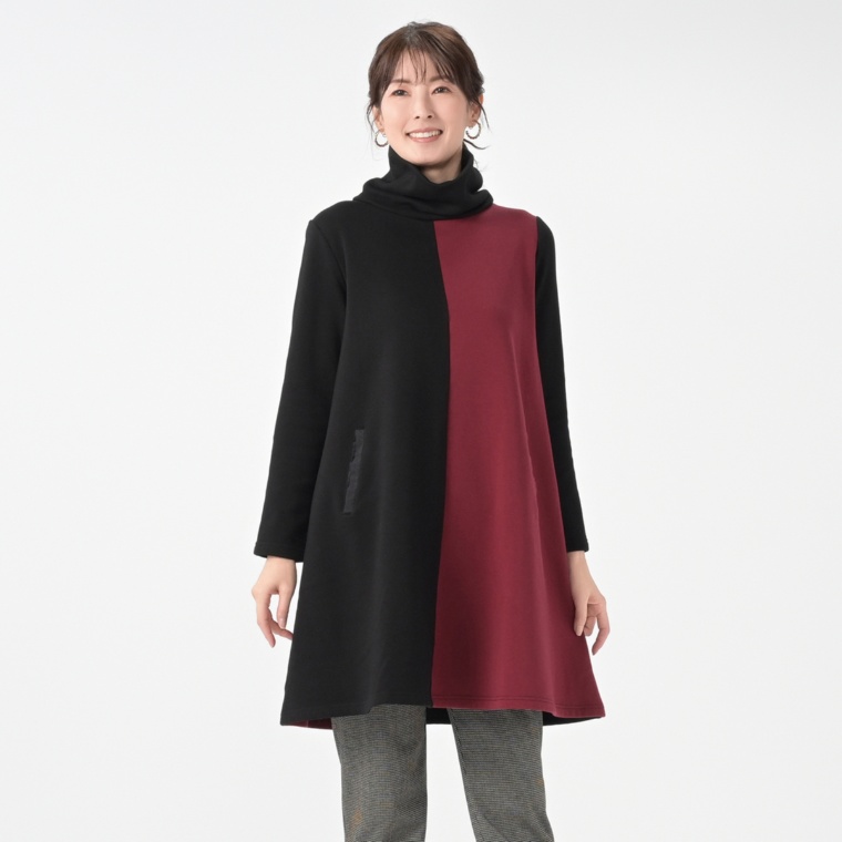 day to day あったか裏シャギー配色ワンピース